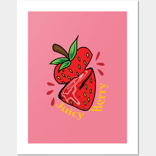 Berry | juicy berry | Strawberry Wall Art by funNkey